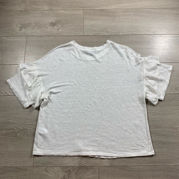 1. State 100% Linen White Ruffle Sleeve Top - Picture 3 of 9